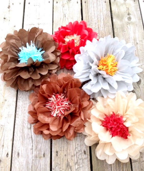 Set Of 6 Giants Tissue Paper Flowers Poparty Paper Flowers Home