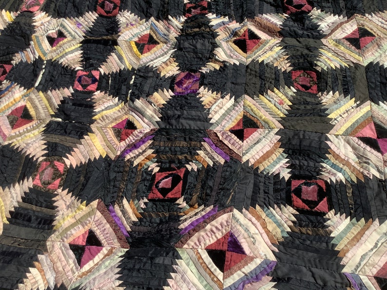 Antique Crazy Quilt Look Like It Was Finished W/ Ribbon and Etsy