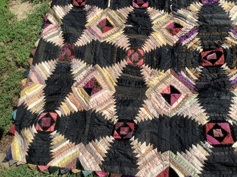 Antique Crazy Quilt Look Like It Was Finished W/ Ribbon and Etsy