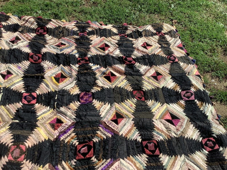 Antique Crazy Quilt Look Like It Was Finished W/ Ribbon and Etsy