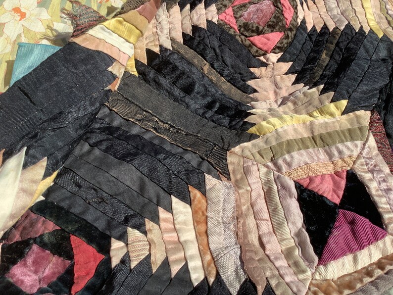 Antique Crazy Quilt Look Like It Was Finished W/ Ribbon and Etsy