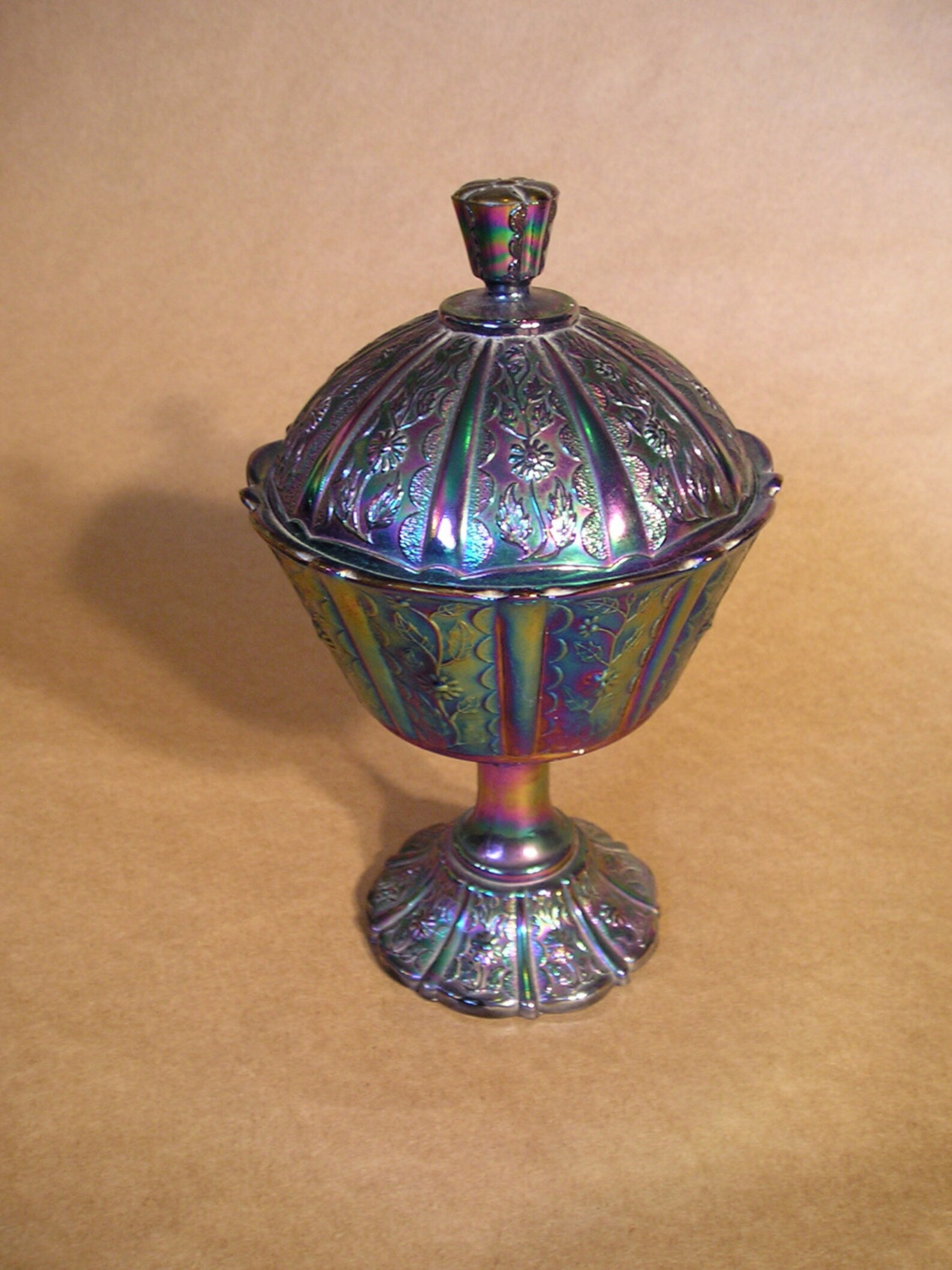Vintage Fenton Amethyst Carnival Glass Compote/Candy Dish Etsy