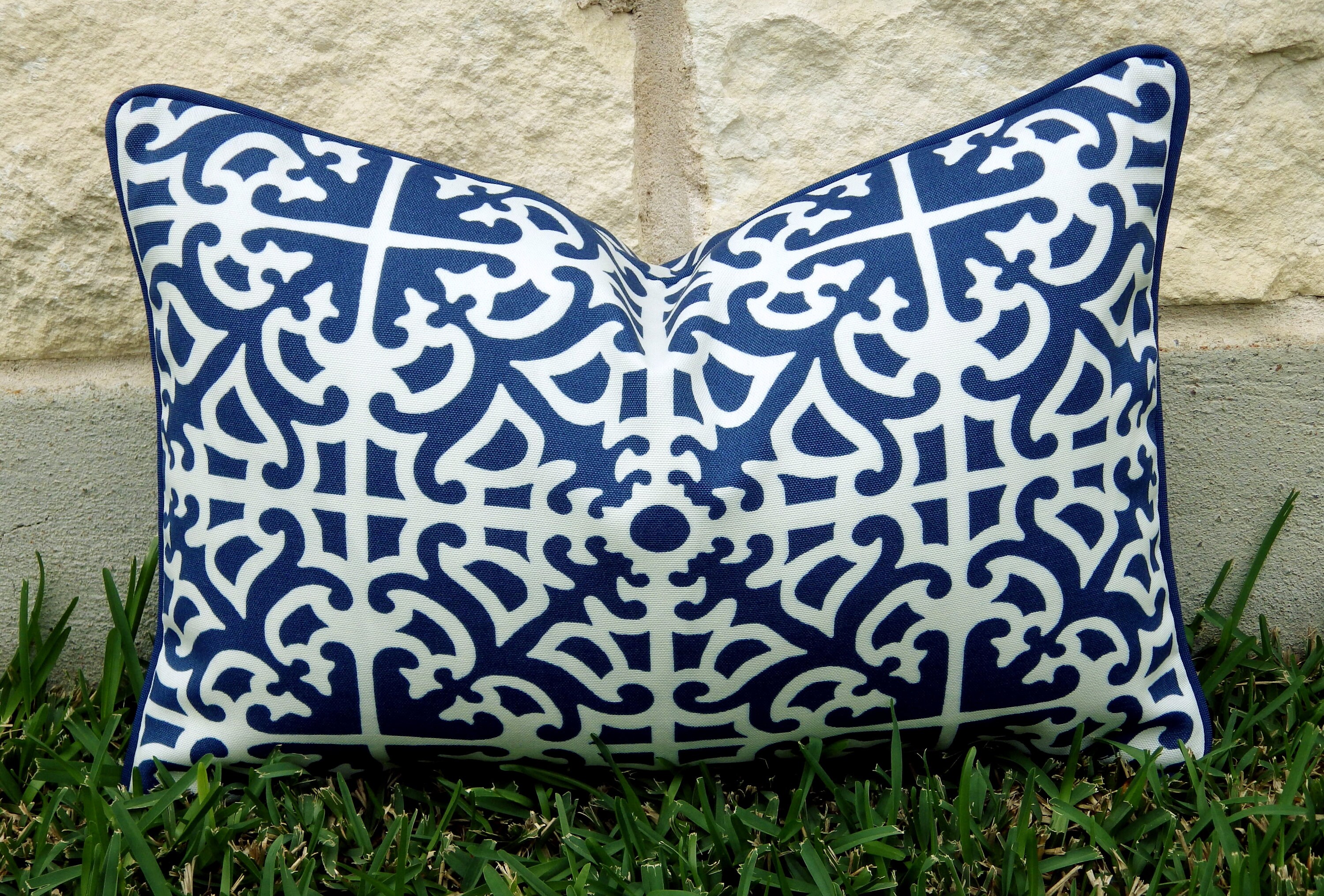 Blue and White Outdoor Pillow CoverBlue Outdoor Pillow Cover Etsy