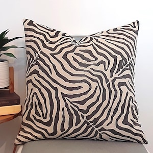 Black and Ivory Zebra Pillow Cover--Animal Print Square Pillow