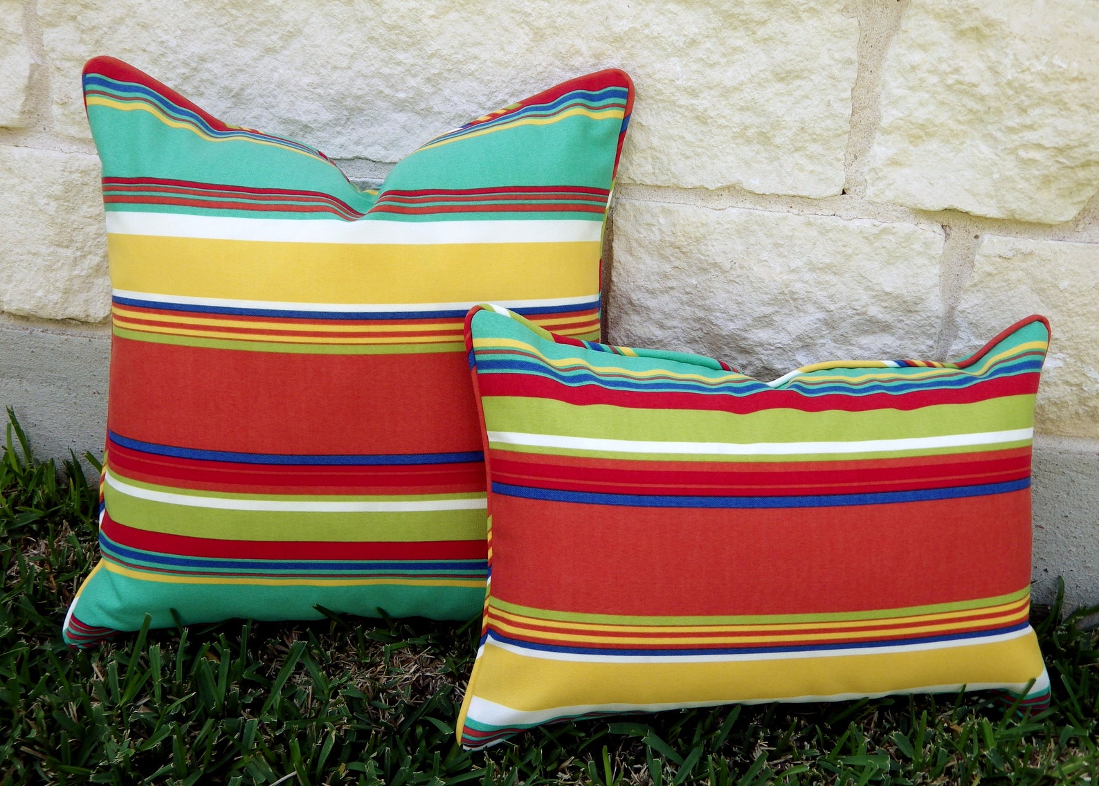 Striped Outdoor Pillow Cover Multicolor Stripe Outdoor Etsy