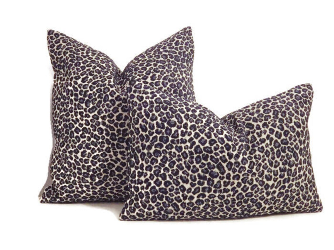Navy Cheetah Print Pillow Coverblue Leopard Print Pillow Etsy