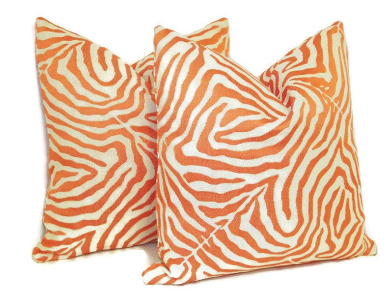 Orange Zebra Print Pillow Cover Modern Zebra Pillowanimal Etsy