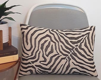 Black and Ivory Zebra Pillow Cover--Animal Print Lumbar Pillow