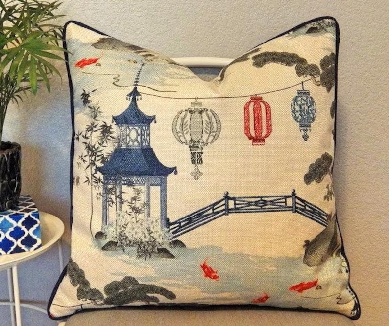 thehappyseamstress Kirin Pearl Pagoda Print Pillow Cover - Thumbnail 2