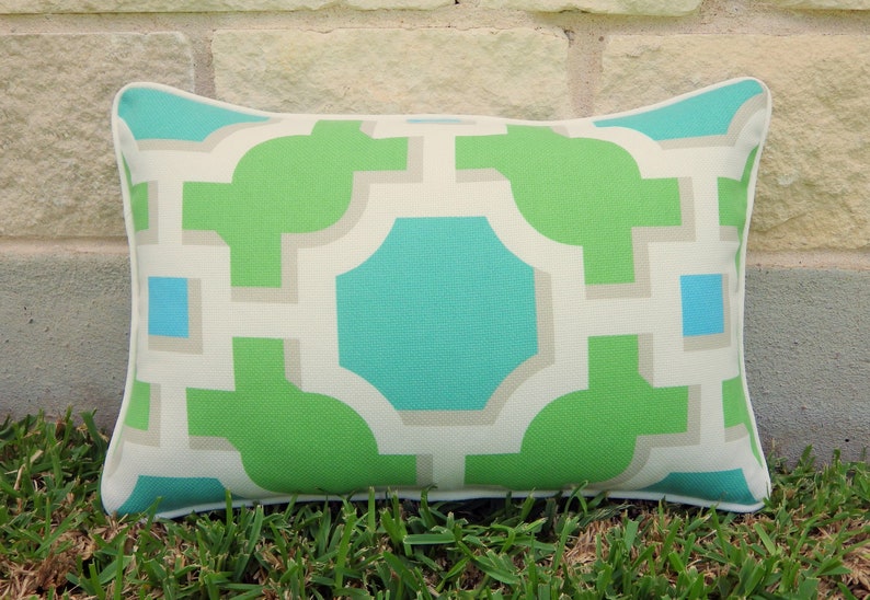 Green Outdoor Pillow Cover Turquoise Outdoor Pillow Cover Etsy