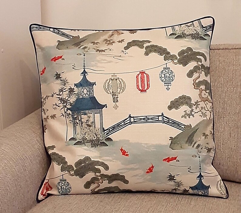 thehappyseamstress Kirin Pearl Pagoda Print Pillow Cover - Thumbnail 4