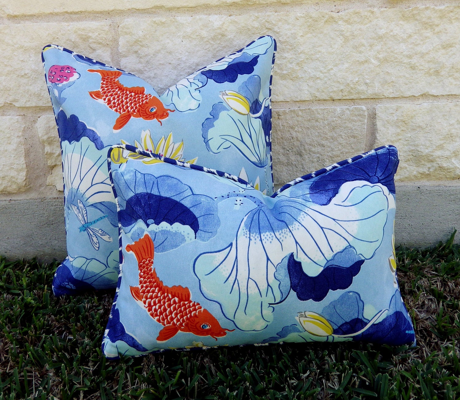 Blue and White Outdoor Pillow CoverBlue and Orange Outdoor Etsy