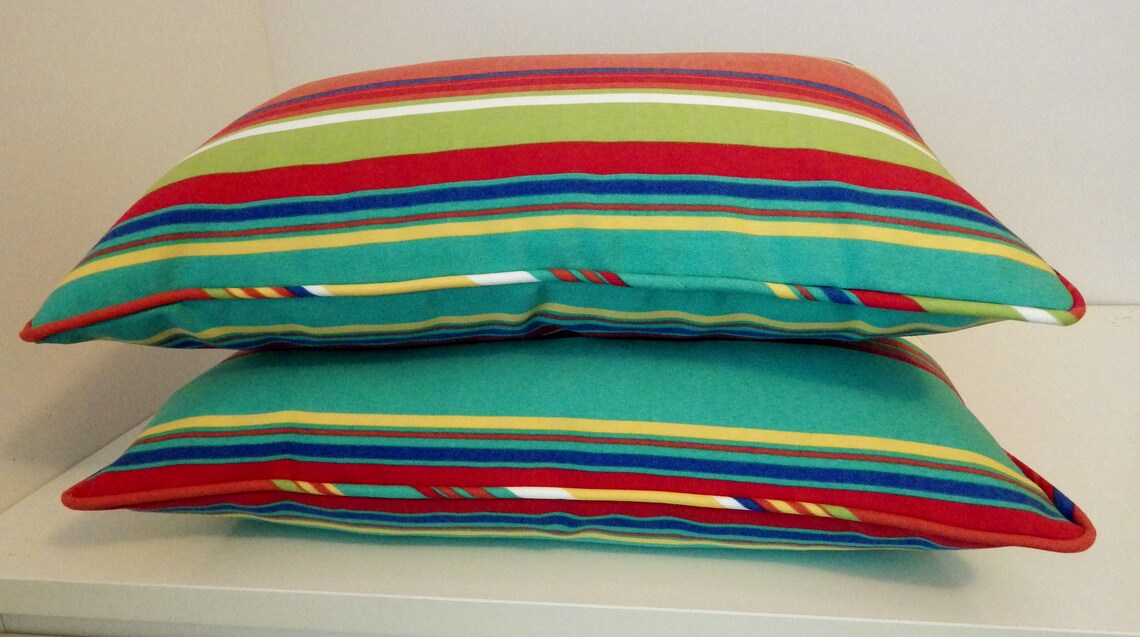 Striped Outdoor Pillow Cover Multicolor Stripe Outdoor Etsy
