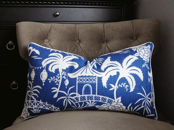 Blue And White Pillow Cover Pagoda Pillow Cover Japanese Etsy