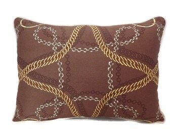 Brown Pillow Covers- Gold and Silver Pillow Covers, Brown Pillows, Brown and Gold Pillow-Waverly Chain Reaction Pillow-Fall Decor