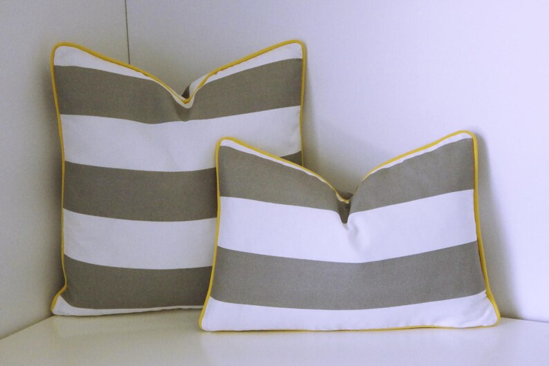 Grey White and Yellow Outdoor Lumbar Pillow Cover Grey and Etsy