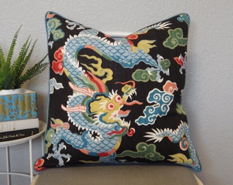 Home Accent Dragon Black  Pillow Cover-- Black Pillow Cover--Chinoiserie Pillow Cover--Dragon Pillow