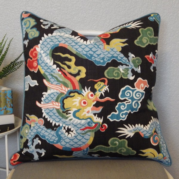 Home Accent Dragon Black  Pillow Cover-- Black Pillow Cover--Chinoiserie Pillow Cover--Dragon Pillow