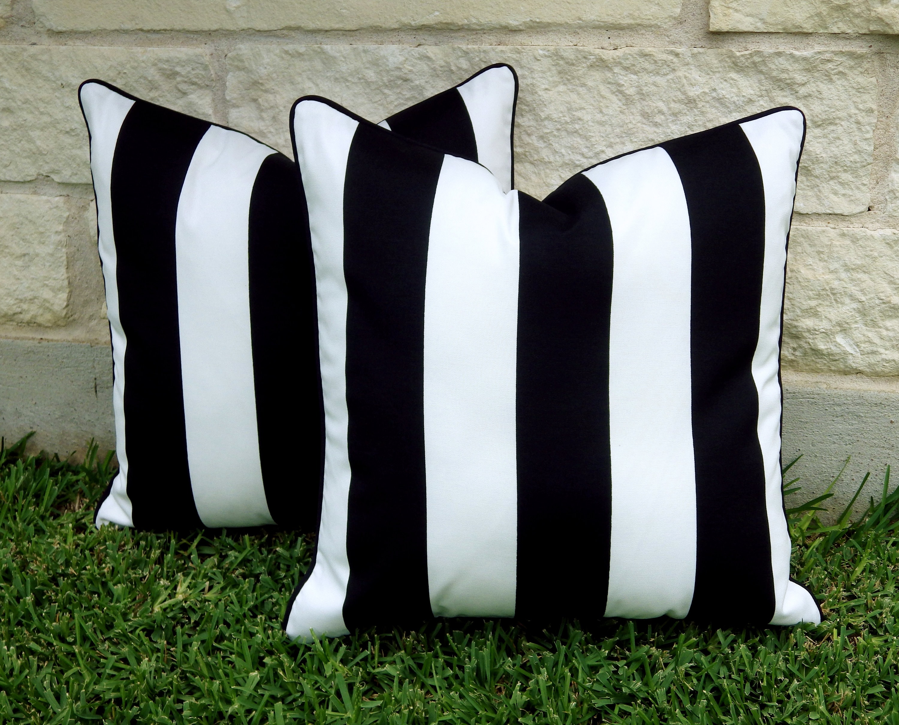 Black and White Stripe Outdoor Pillow Cover Black and White Etsy