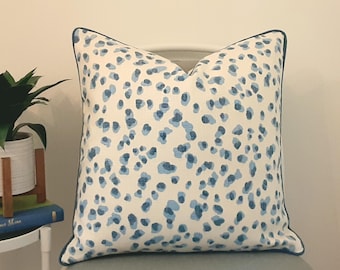 Mira Blue and White Spots Animal Print Pillow Cover