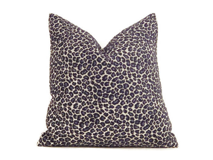 Navy Cheetah Print Pillow Coverblue Leopard Print Pillow Etsy