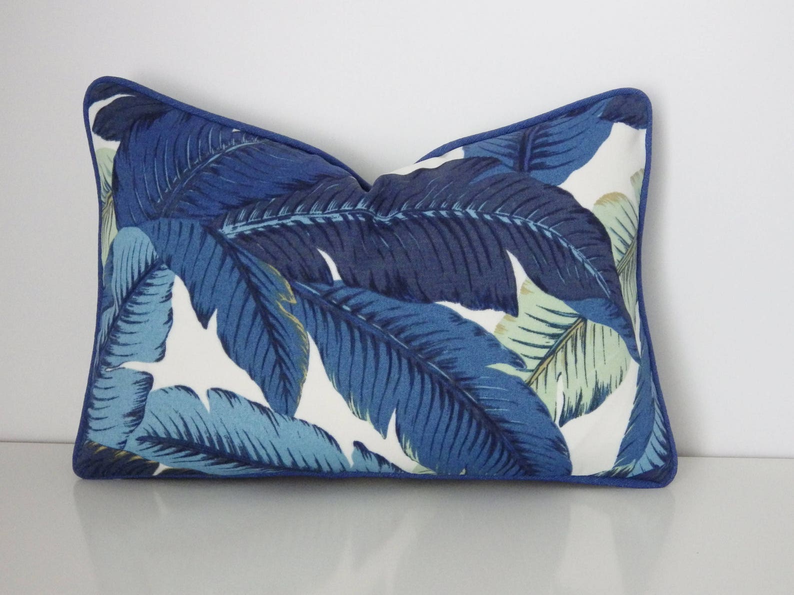 Tropical Print PillowBlue and White Outdoor Pillow Etsy