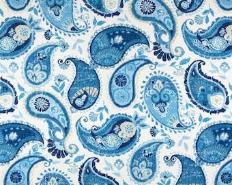 PKL Studio Fiesta Dance Tide Indoor/Outdoor fabric-  2 yards Paisley fabric-Blue Home Decor fabric--Upholstery Fabric