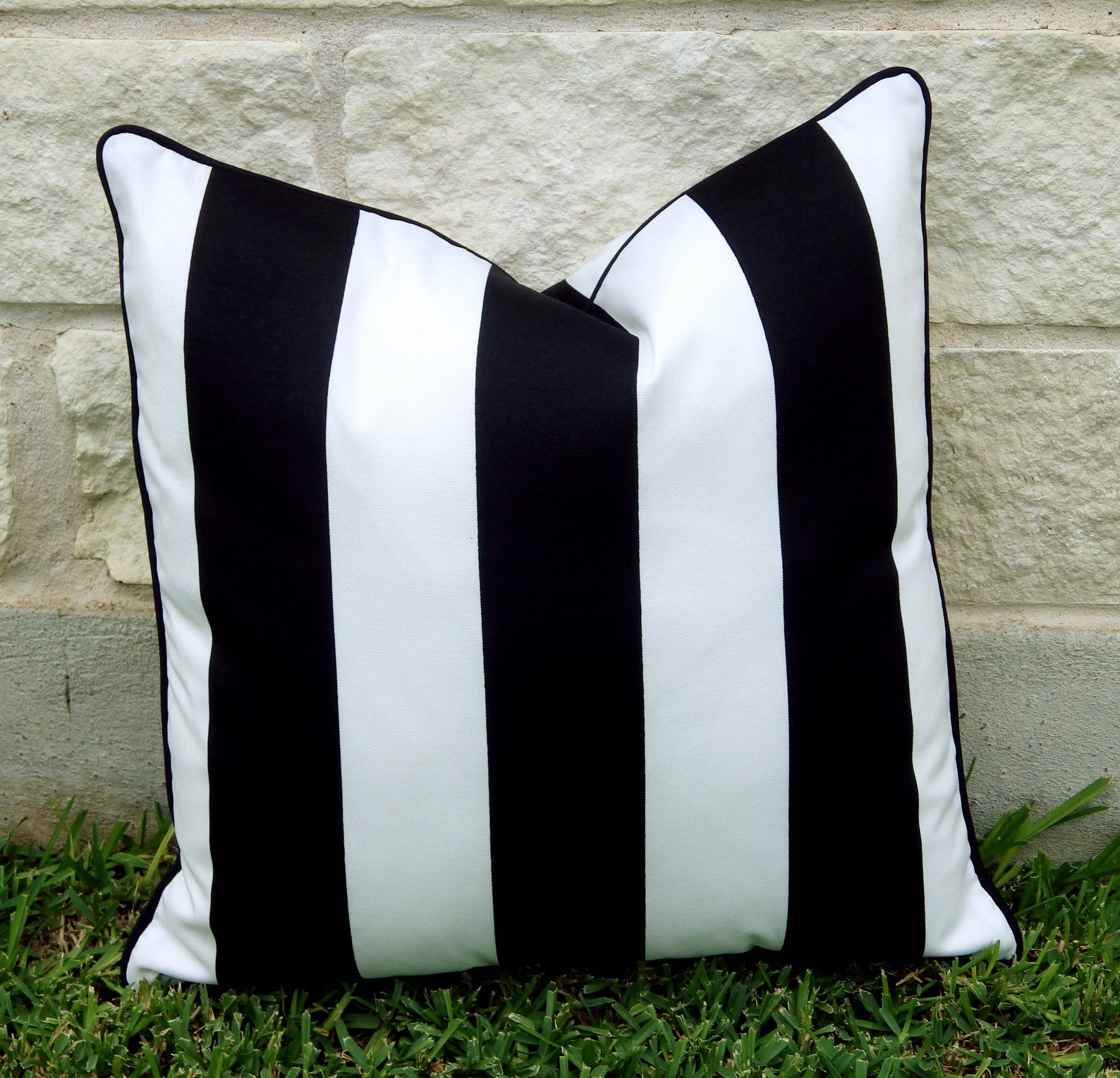 Black and White Stripe Outdoor Pillow Cover Black and White Pillow