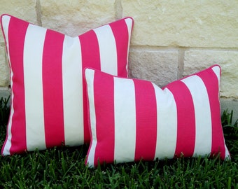 Hot Pink Cabana Stripe outdoor Pillow Cover