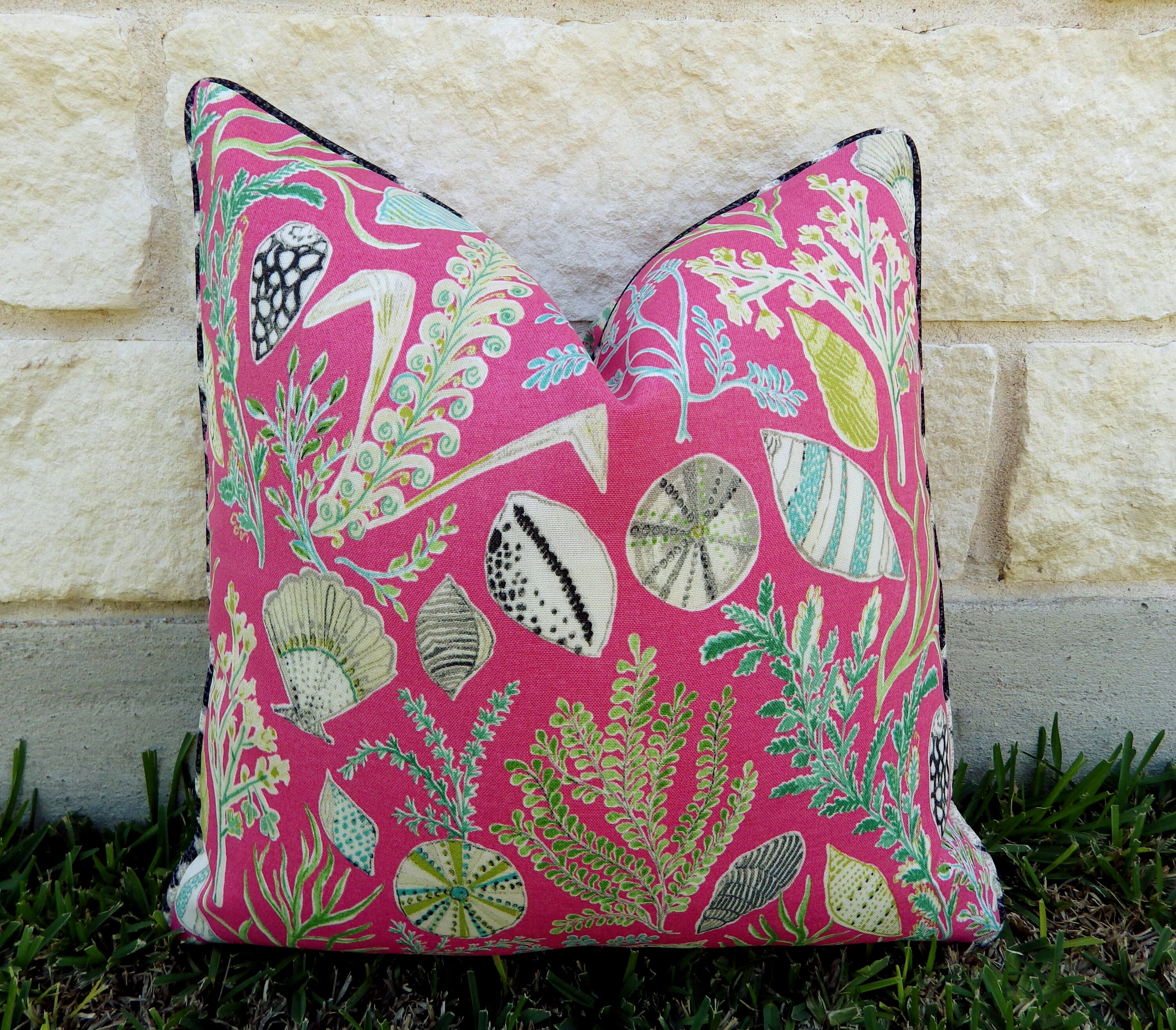 Pink Outdoor PillowPink and Black Outdoor Pillow Etsy
