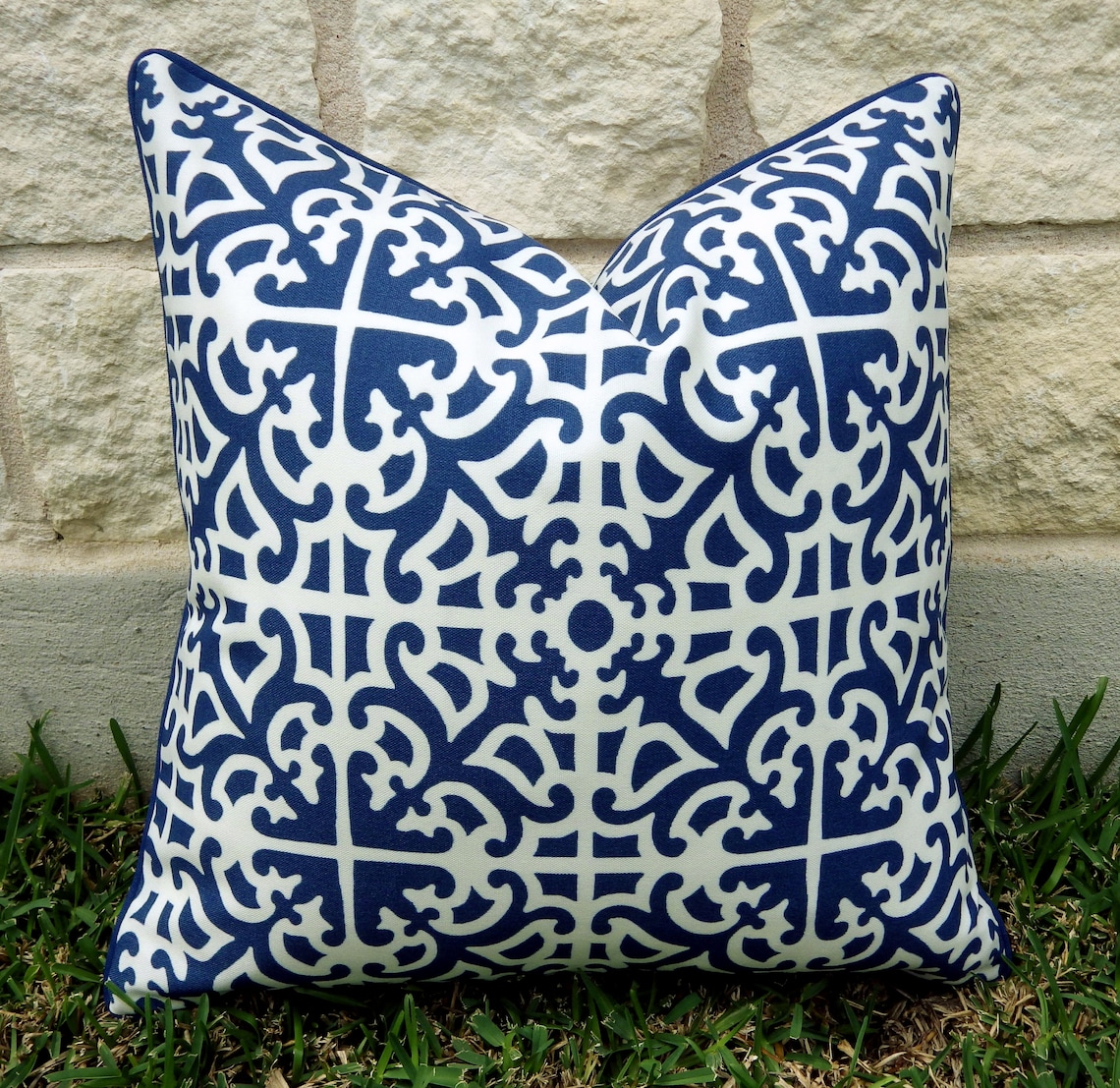 Blue and White Outdoor Pillow CoverBlue Outdoor Pillow Cover Etsy