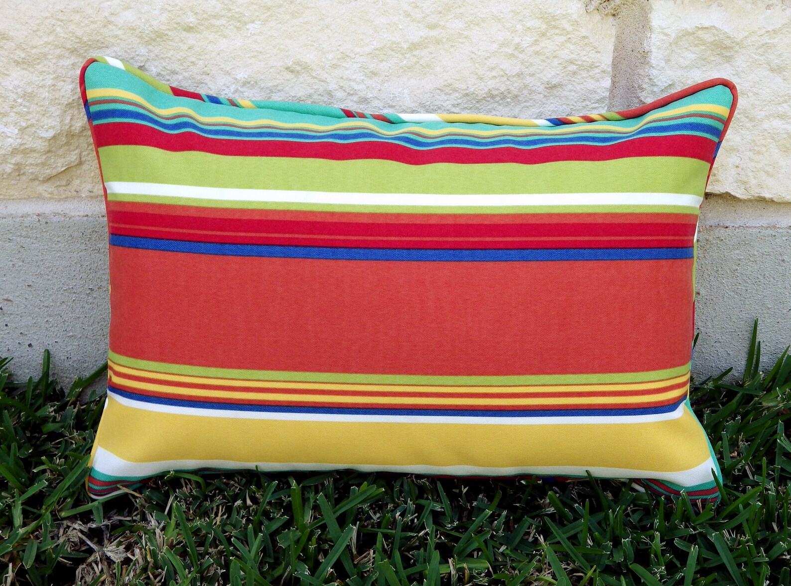 Striped Outdoor Pillow Cover Multicolor Stripe Outdoor Etsy