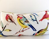 Multicolor Bird Pillow / Richloom Birdwatcher Print / Bird Pillow Cover / Your Choice of Color and Size / Colorful Pillows