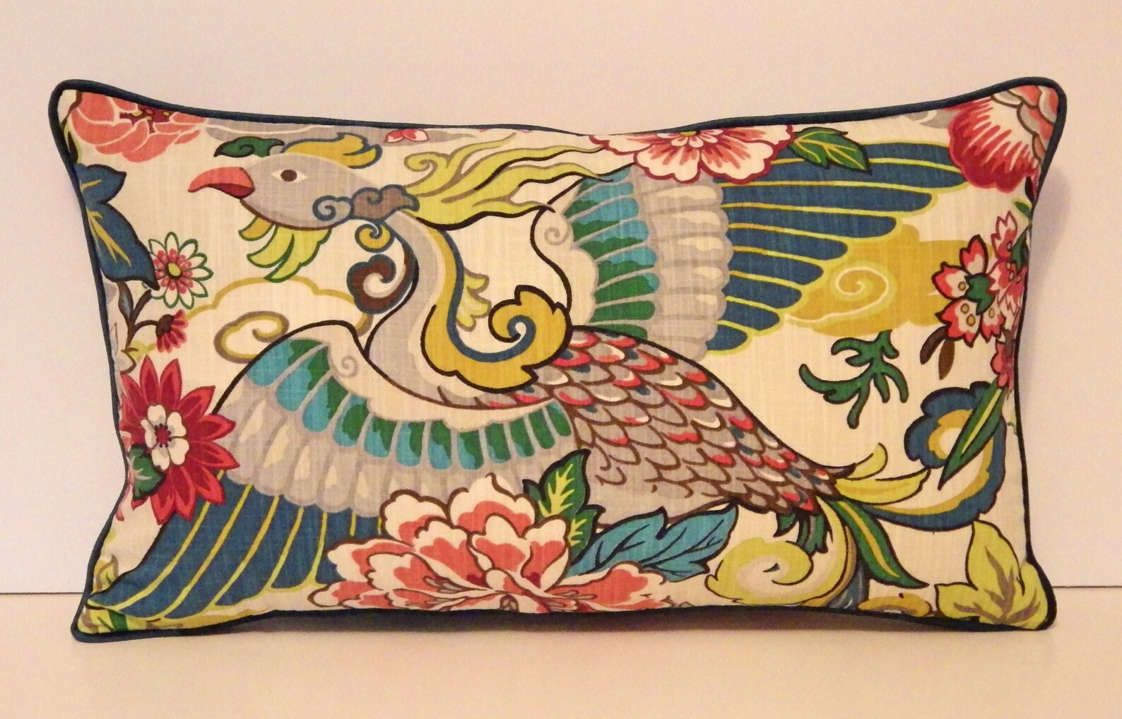 Multicolor Pillow Cover Phoenix Pillow Chinoiserie Pillow Etsy