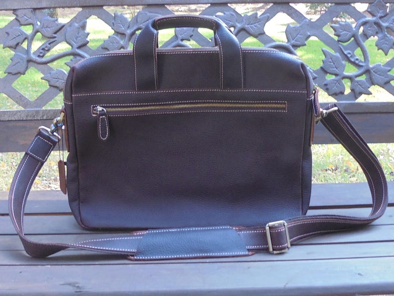 mens leather Briefcase Satchel messenger bag Tablet iPad Next Book computer Laptop 16 inches image 4