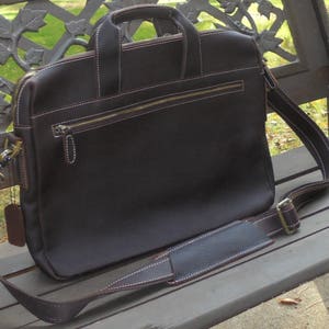 mens leather Briefcase Satchel messenger bag Tablet iPad Next Book computer Laptop 16 inches image 5