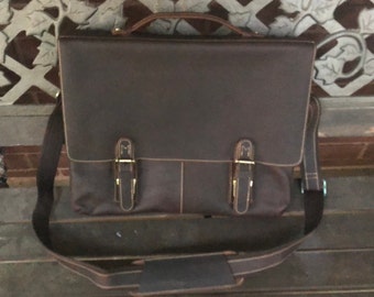 15" Leather Satchel, Leather Bag, Leather Messenger, Leather Briefcase, Dark Brown Laptop Bag Portfolio, Men Women