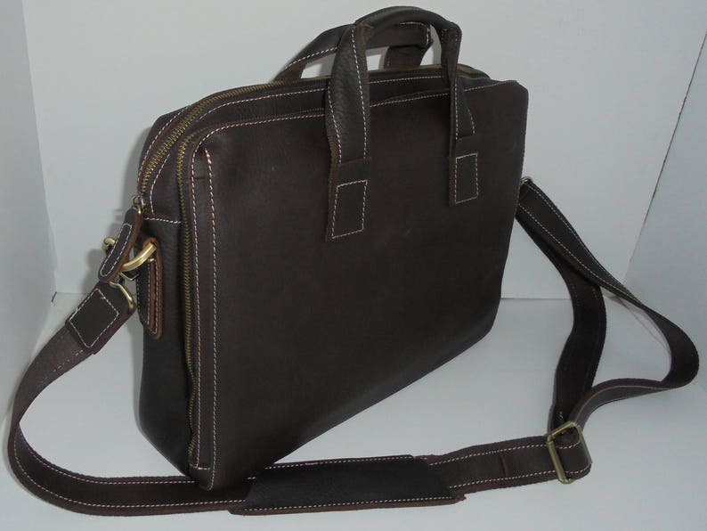 mens leather Briefcase Satchel messenger bag Tablet iPad Next Book computer Laptop 16 inches image 7