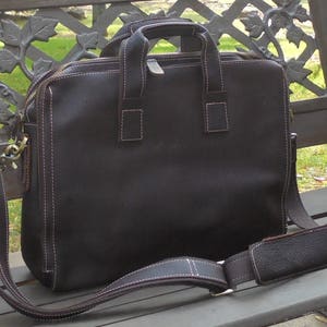 mens leather Briefcase Satchel messenger bag Tablet iPad Next Book computer Laptop 16 inches image 1