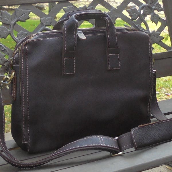 mens leather Briefcase Satchel messenger bag Tablet Ipad Next Book computer Laptop  16" inches