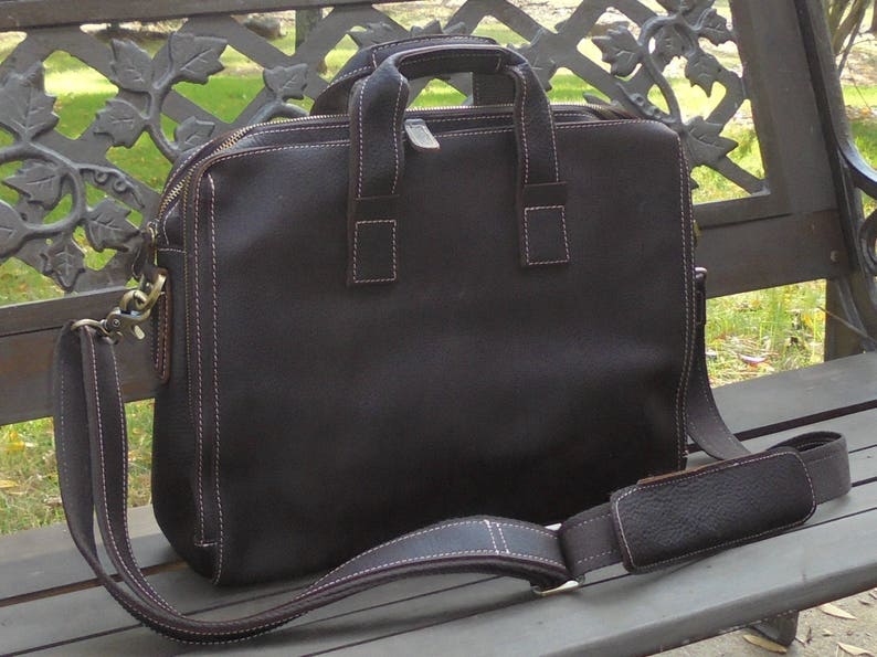mens leather Briefcase Satchel messenger bag Tablet iPad Next Book computer Laptop 16 inches image 1