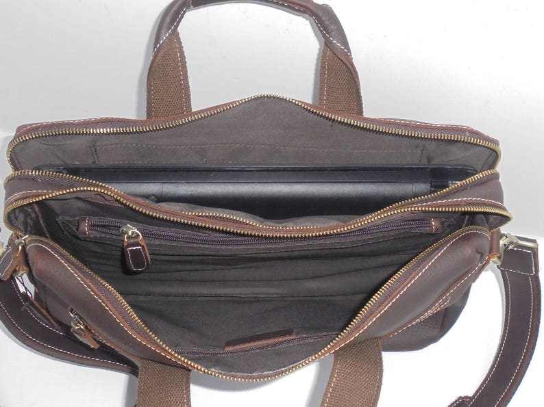 mens leather Briefcase Satchel messenger bag Tablet iPad Next Book computer Laptop 16 inches image 9