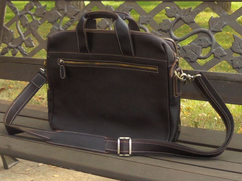 mens leather Briefcase Satchel messenger bag Tablet iPad Next Book computer Laptop 16 inches image 6