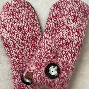 C19     Thick warm felted wool mittens  lined with fleece size large