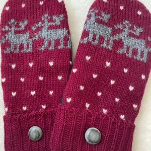C3 Thick warm felted wool mittens  lined with fleece size large