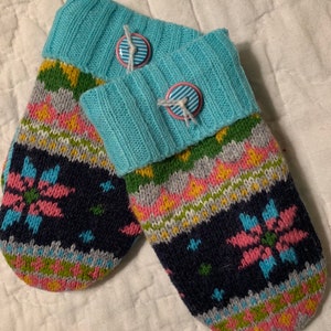G11 kids size 2/4 felted wool mittens lined with fleece