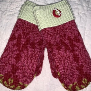 A9  felted wool mittens  Lined with fleece size extra small