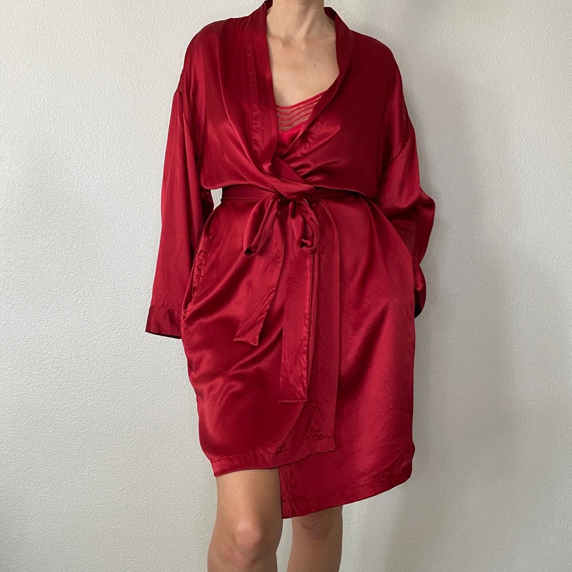 Victoria's Secret 100 Silk Red Robe Pajamas Sleepwear Etsy