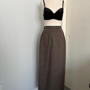 Vintage Wool Houndstooth High Waist Pencil Skirt Small
