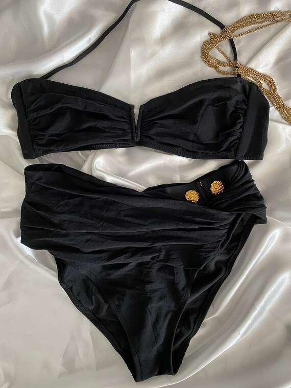 Vintage 90s La Perla High Waist High French Cut Bl